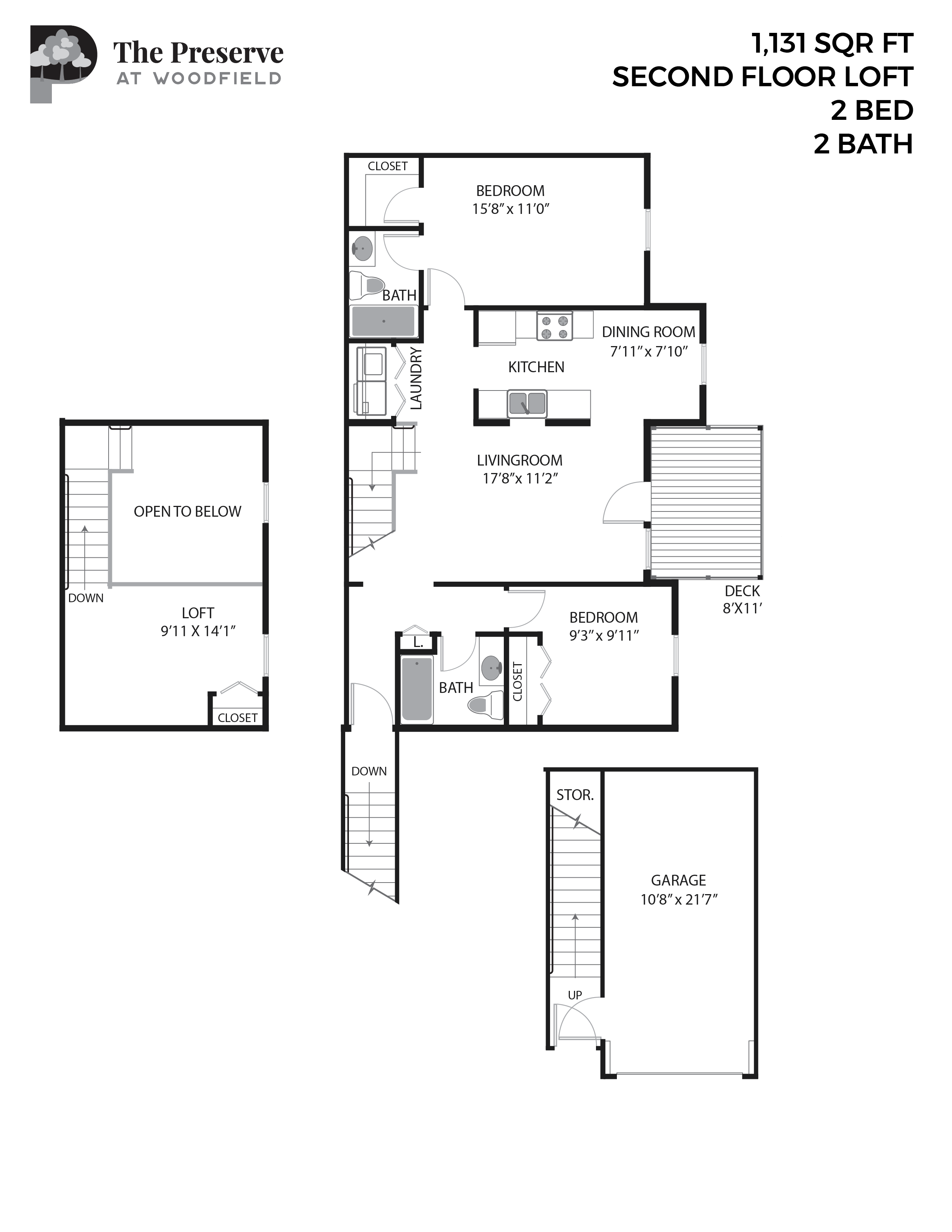 2 Bedroom 2 Bath Loft (1131 Sq. Ft.)