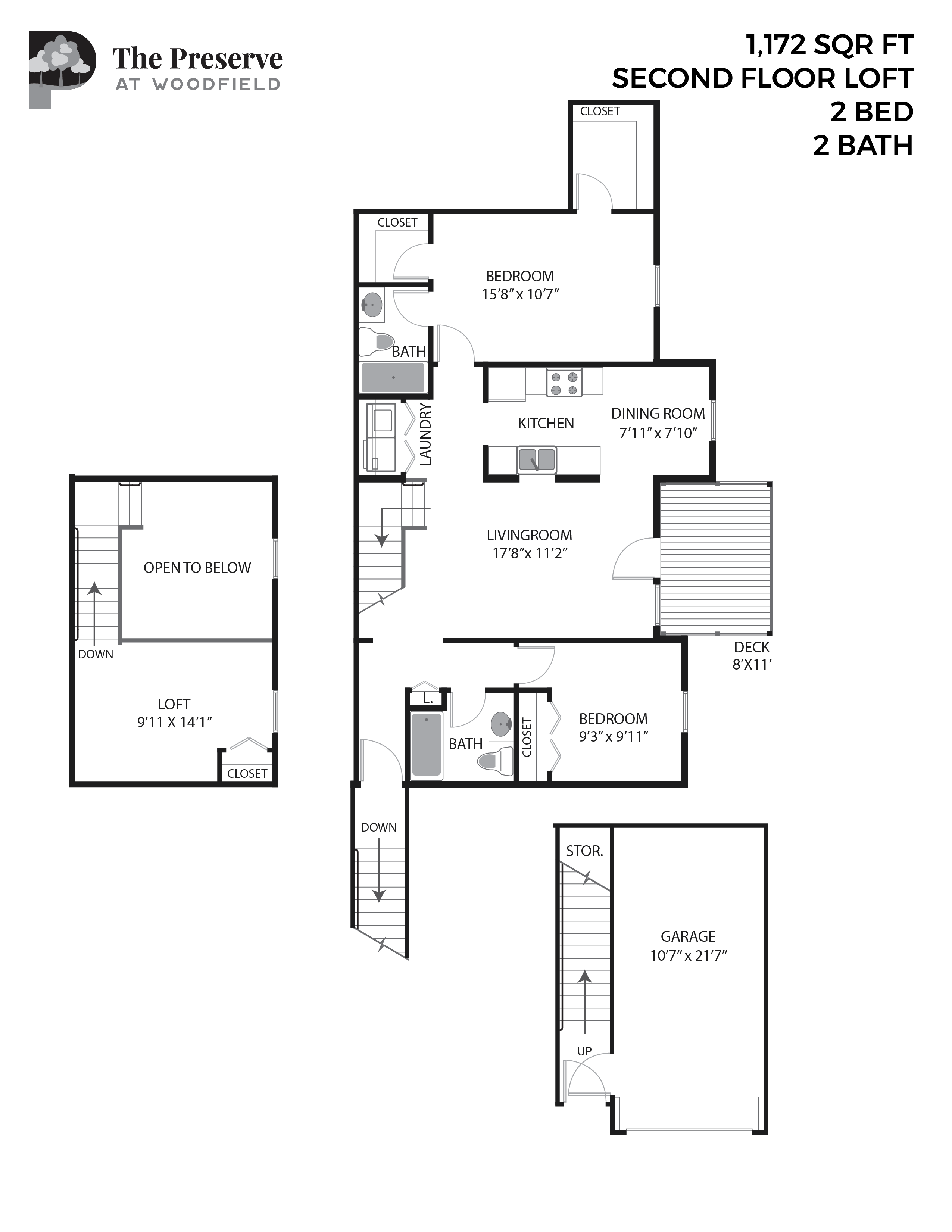 2 Bedroom 2 Bath Loft (1172 Sq. Ft.)