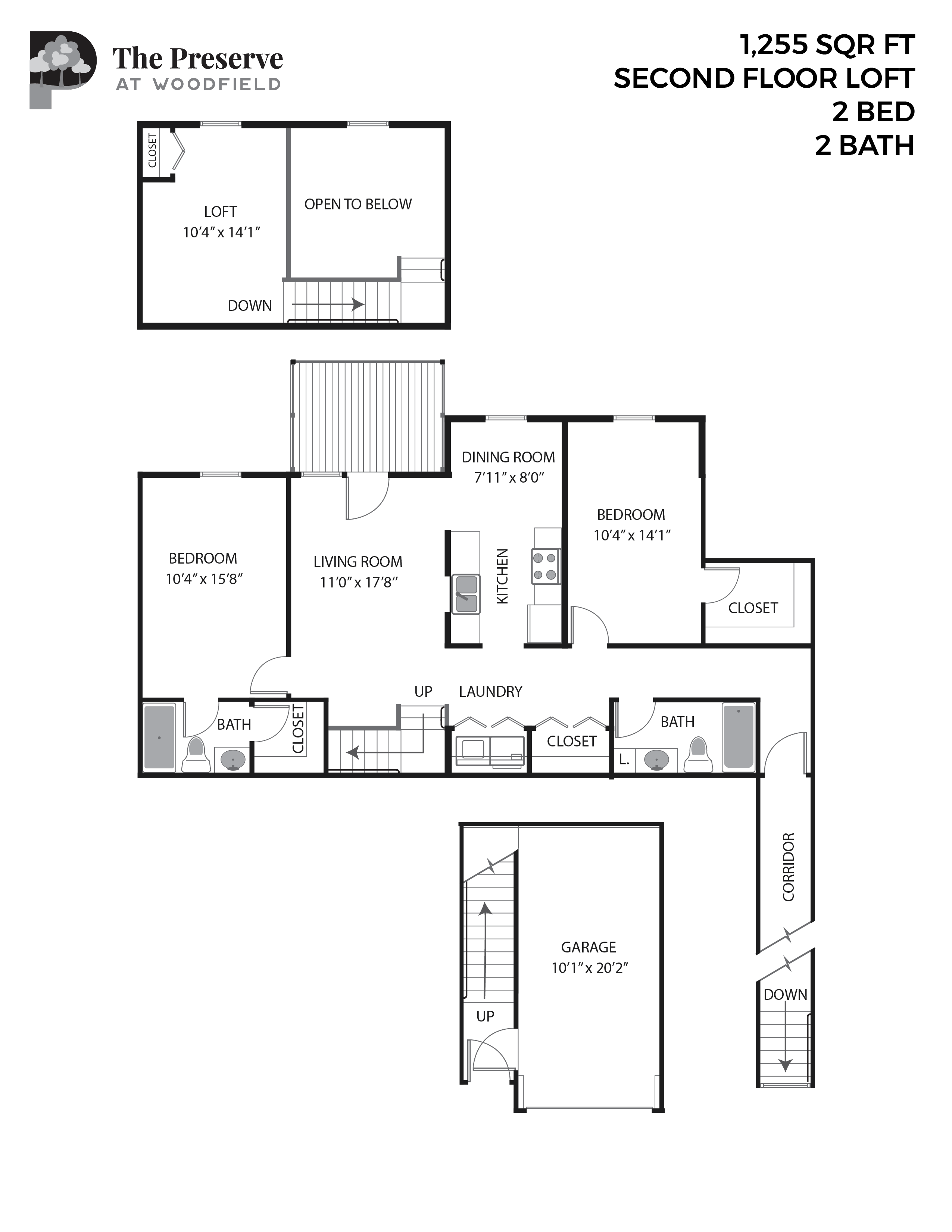 2 Bedroom 2 Bath Loft (1255 Sq. Ft.)