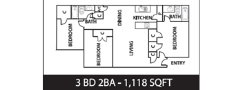 3 Bedrooms, 2 Bathrooms