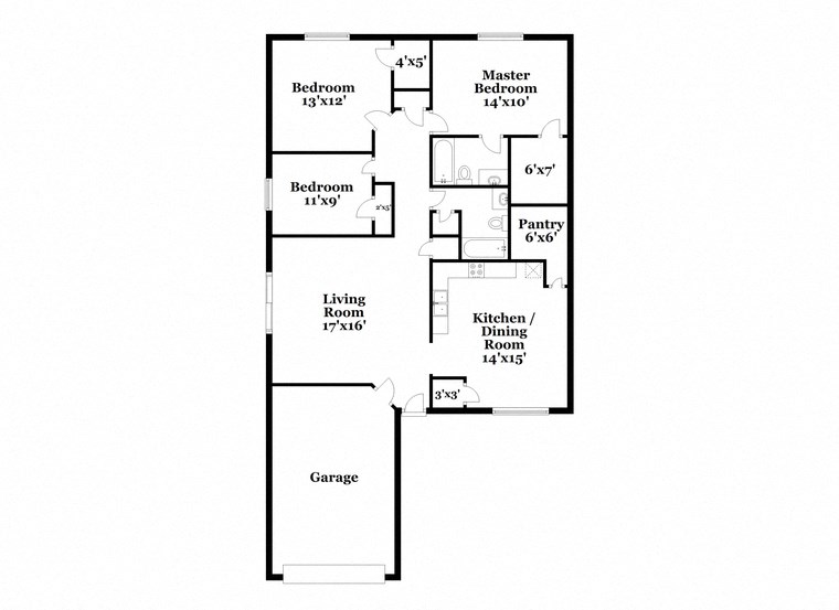 a floor plan of a house with a garage