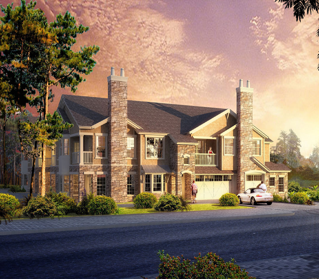 A large house with a car parked in front.