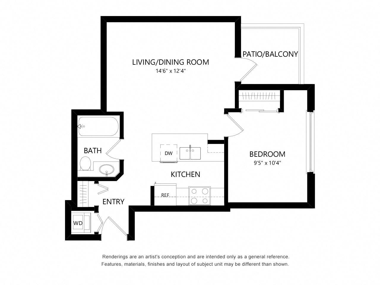 1 Bed 1 Bath