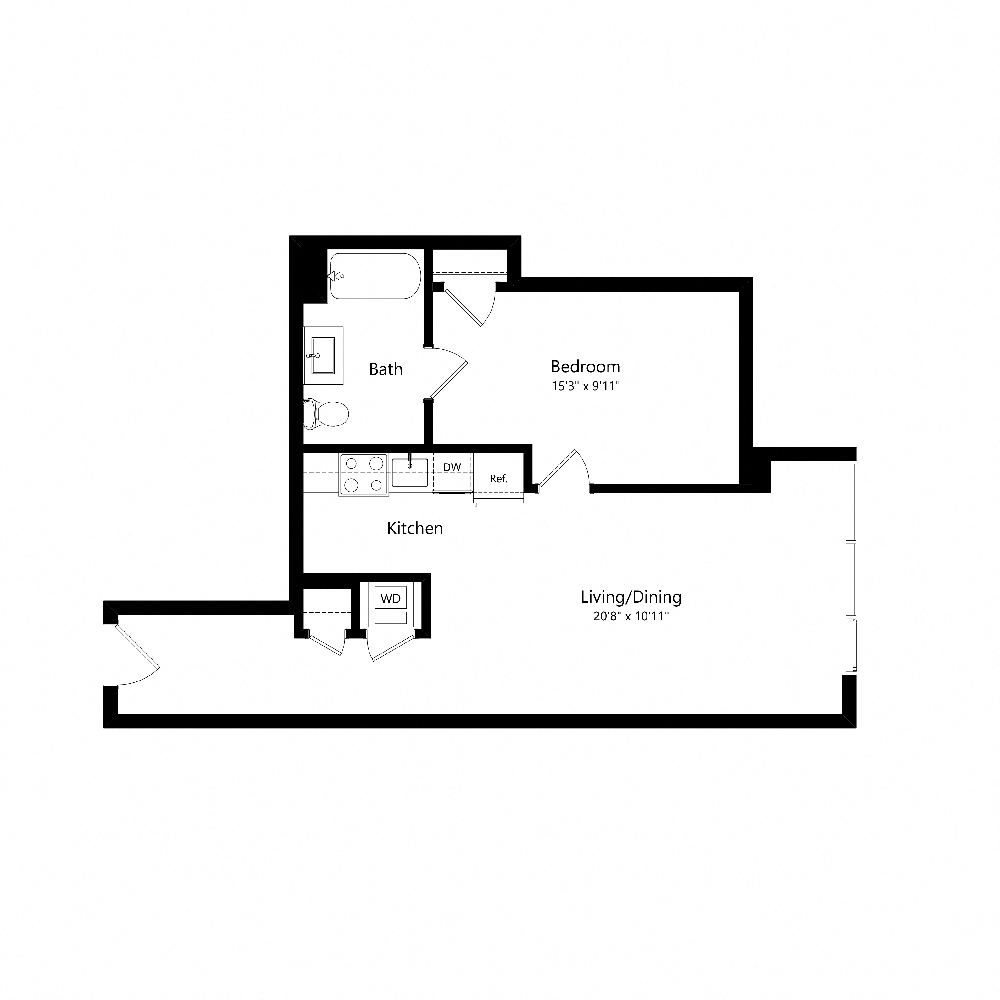 1 Bedroom - 1 Bath | Aj6