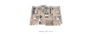 Two Bedroom 2 Bath- 1183 sqft