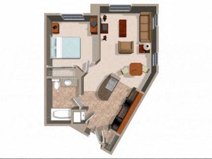 1x1 Bedroom Floor Plans For Rent at Rockwood at the Casacdes in Slymar CA