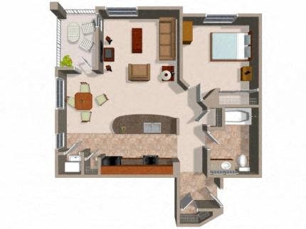 One Bedroom Floor Plans For Rent at Rockwood at the Casacdes in Slymar CA