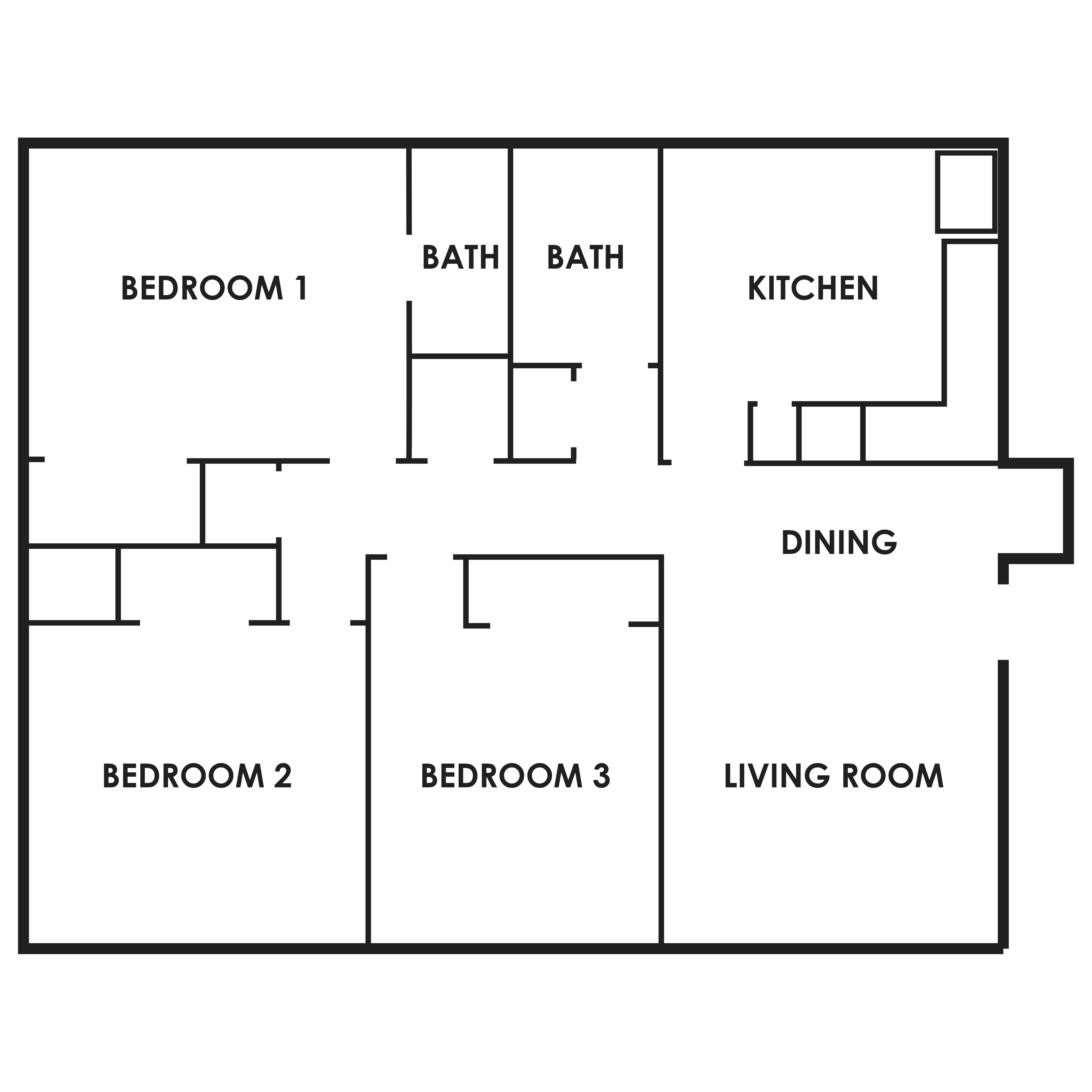 3 Bedroom, 1.5 Bathroom