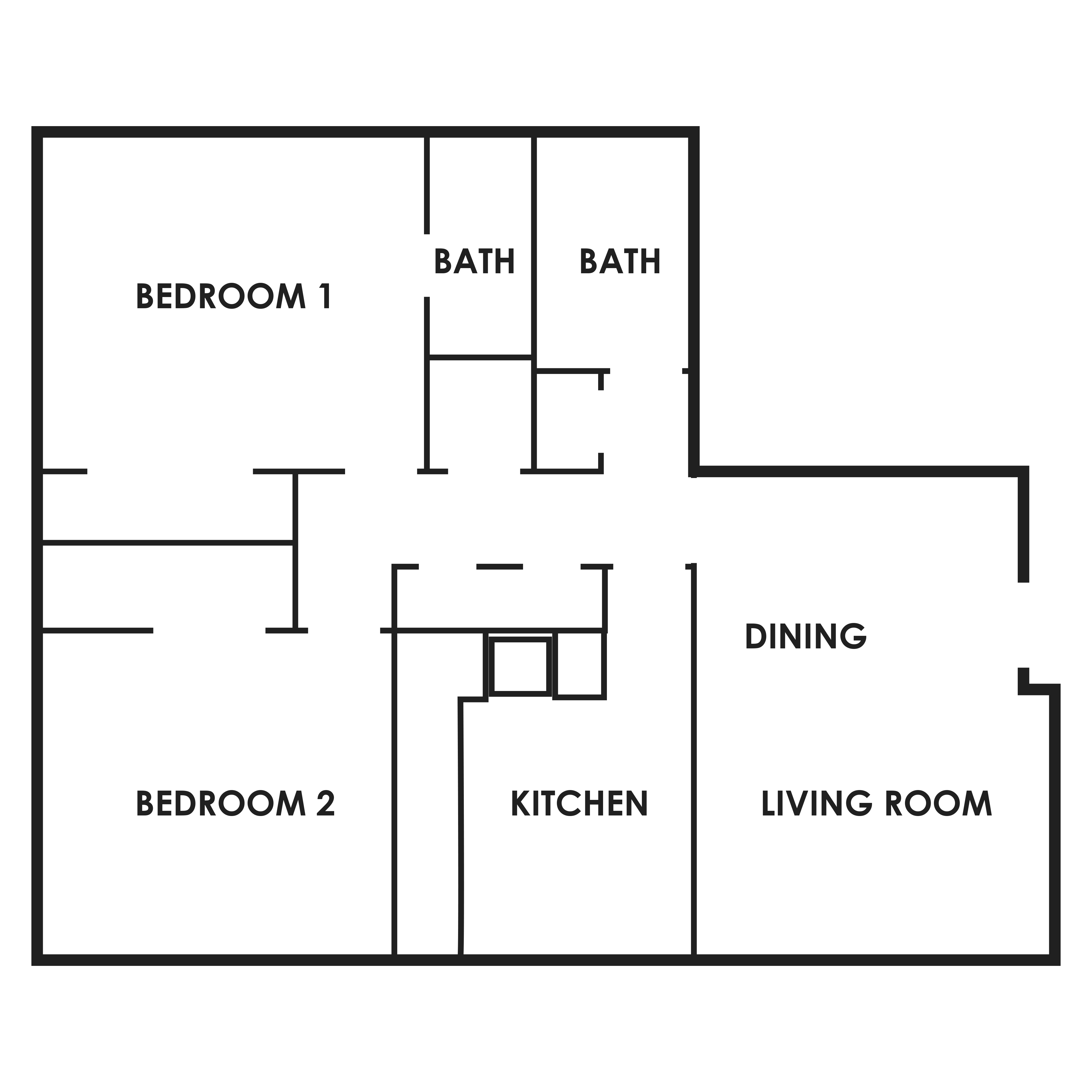 2 Bedroom, 1.5 Bathroom