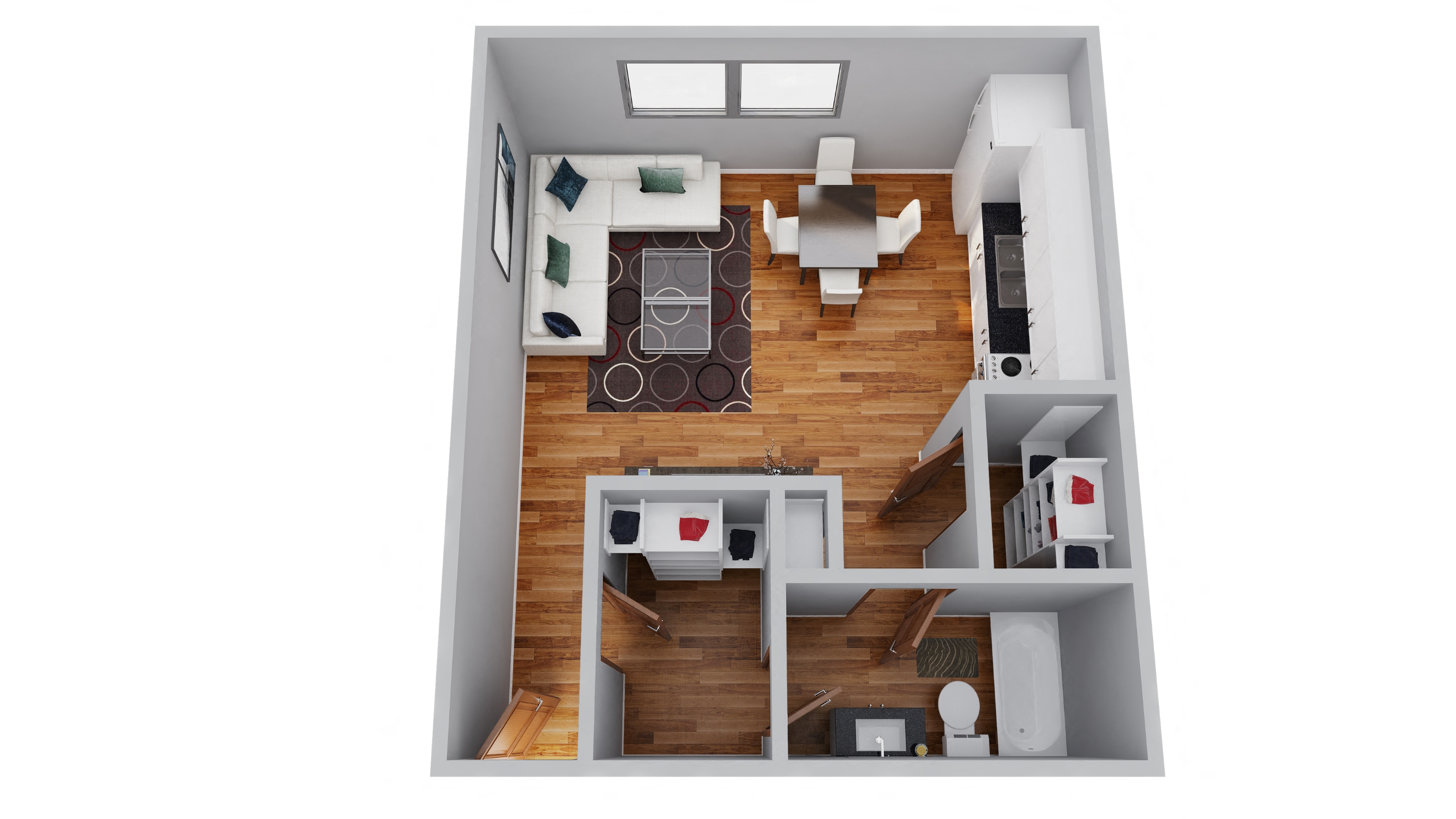 The Broadmoor Apartments Studio 3D Floor Plan