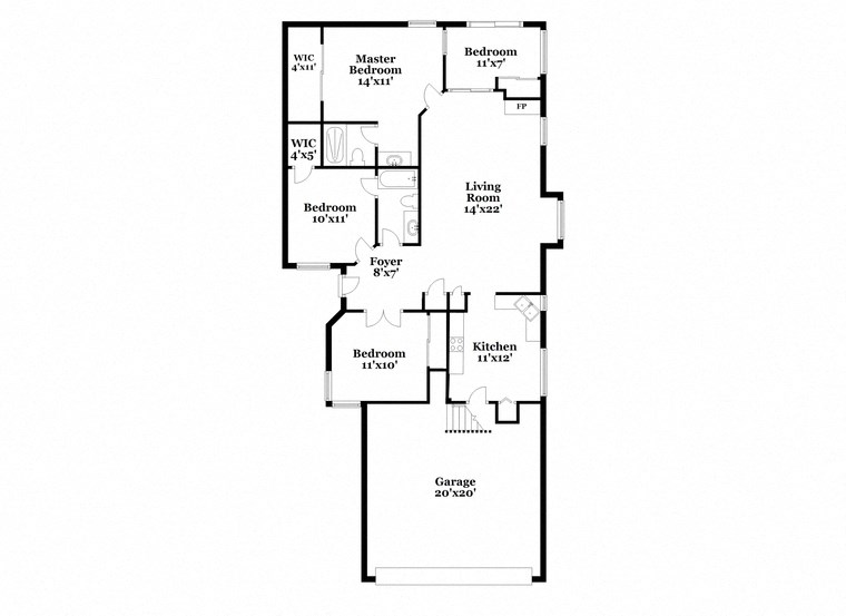 a floor plan of a home with a mix of bedrooms and baths and a staircase