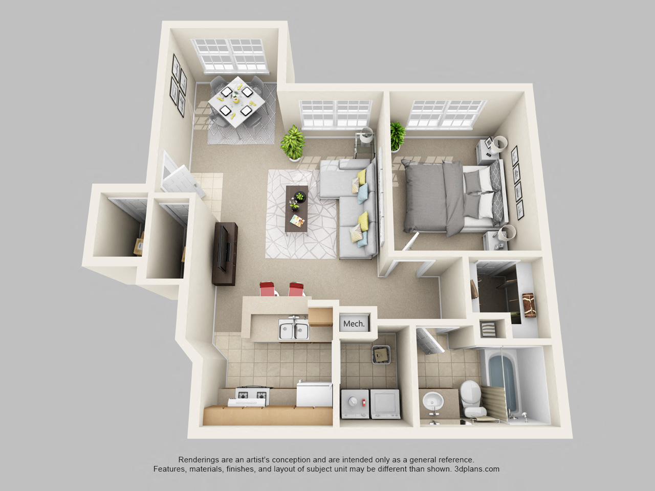 1Bd 1Ba Floor Plan at Academy on Eastern Lake, Orlando