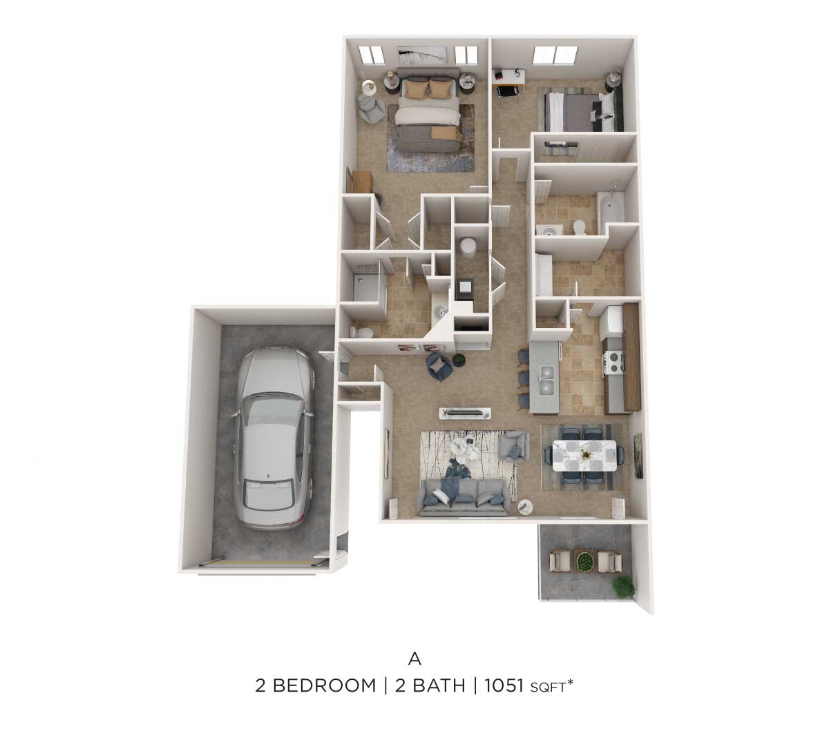 Two Bedroom 2 Bath- Lower Level W/ Garage