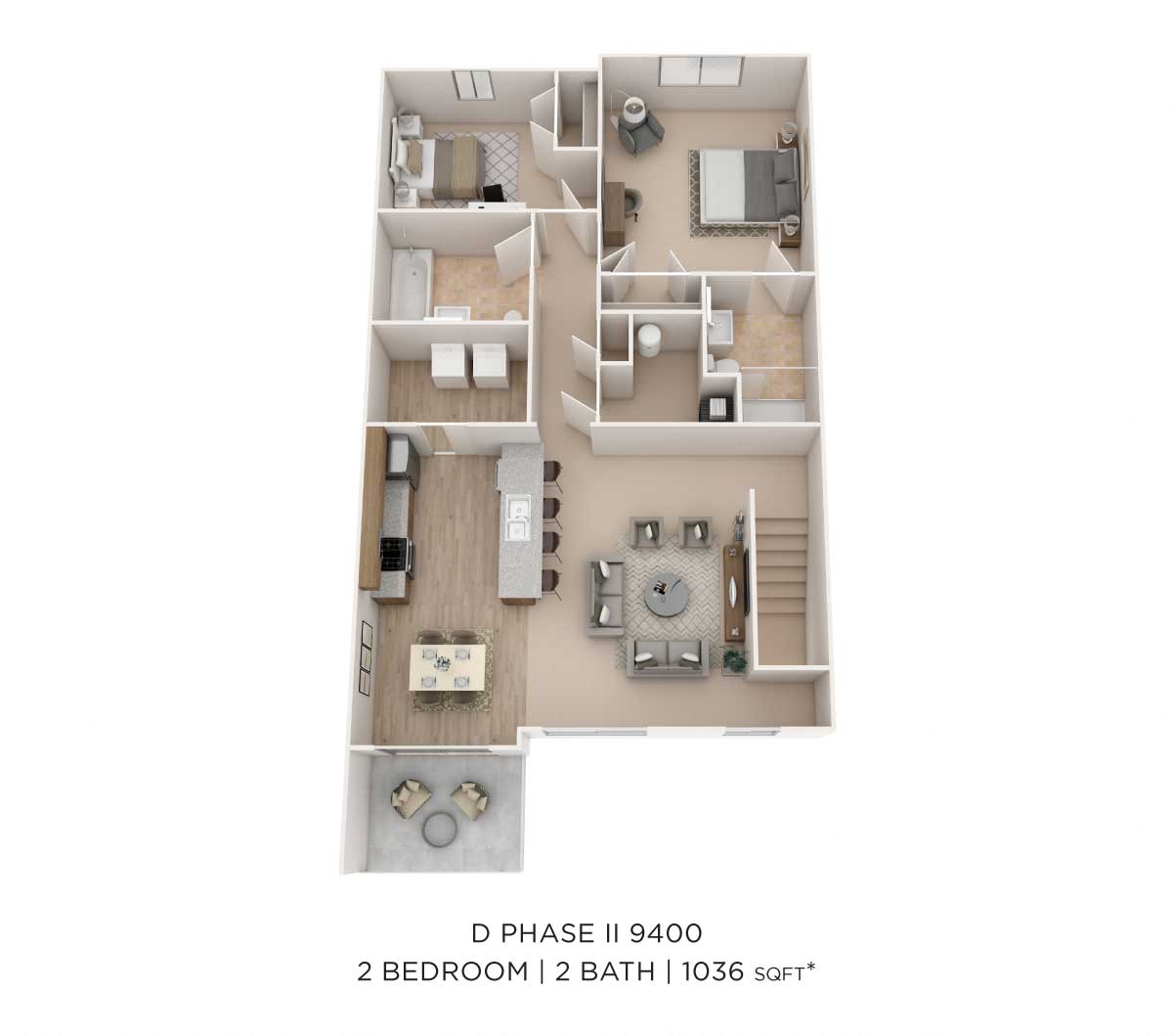 Two Bedroom 2 Bath- Upper Level