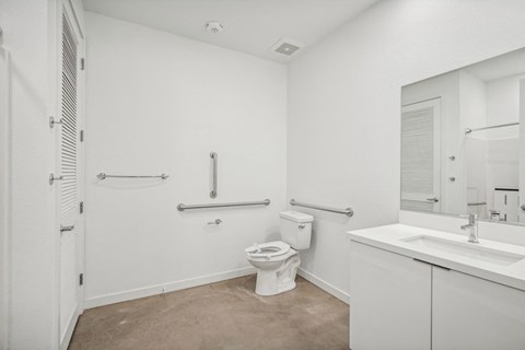 a bathroom with a toilet and a sink and a mirror