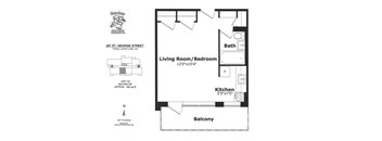 bachelor 1 bathroom with a balcony