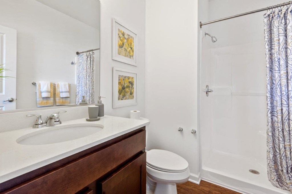 a bathroom with a sink toilet and a shower