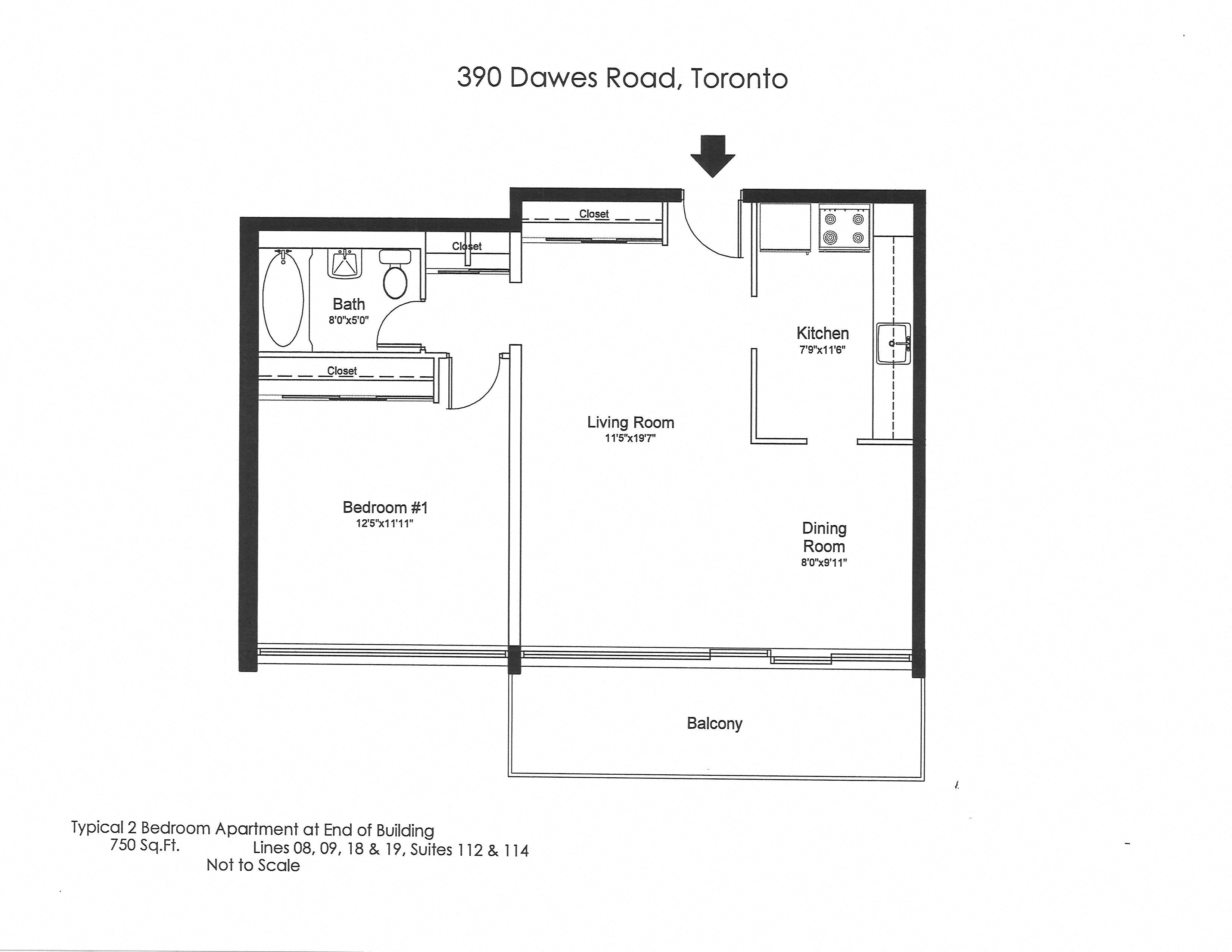 1 bedroom, 1 bathroom with a balcony
