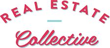 the logo for real estate collective in red and white