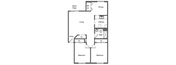 2 Bedrooms, 1 Bathroom