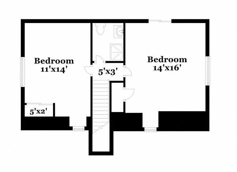 a floor plan of a house with a bedroom and a bathroom