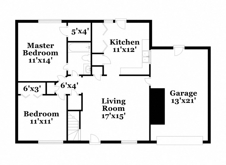 a floor plan of a house with bedrooms and a living room