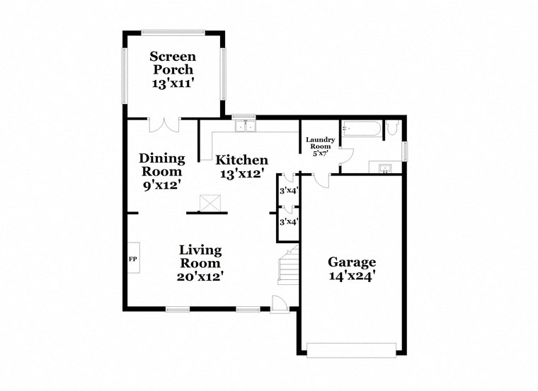 a floor plan of a house with a kitchen and a living room