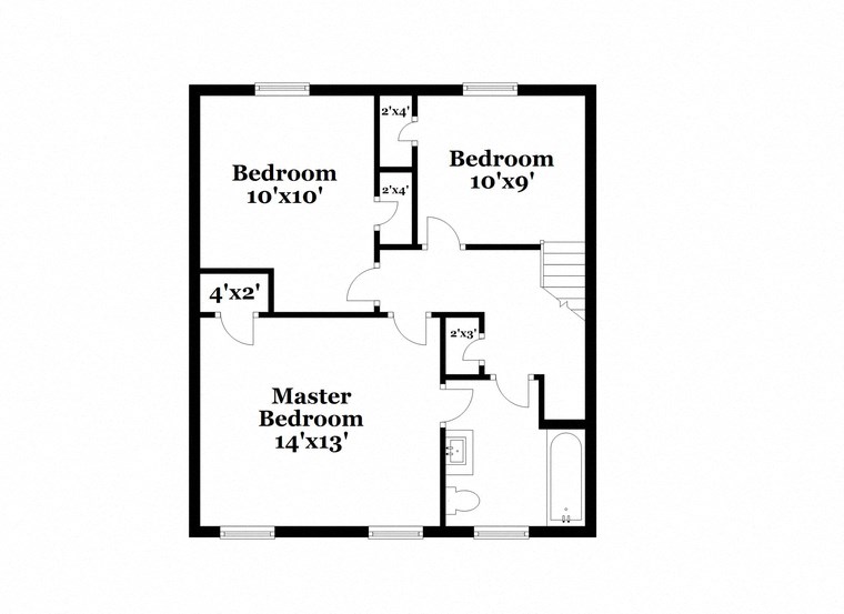 floor plan of the first floor of a house with a bedroom and a bathroom