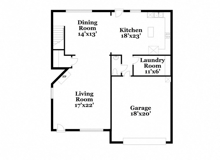 a floor plan of a house with a bedroom and a living room