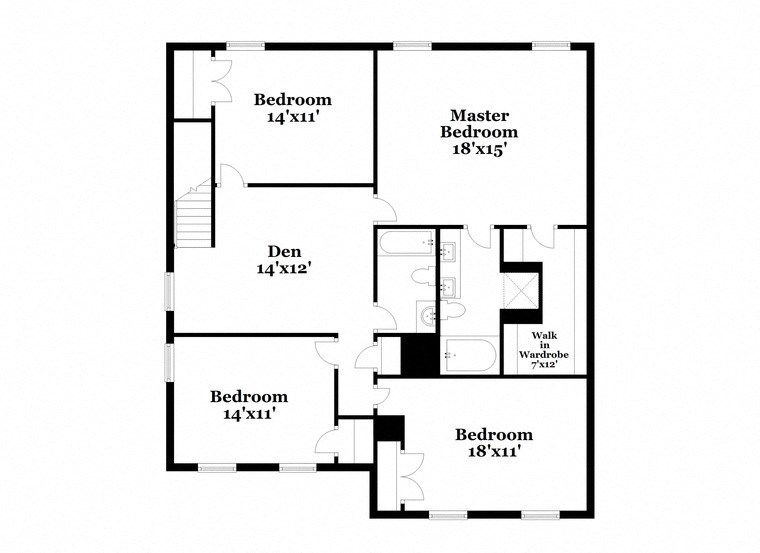 a floor plan of a house with an open floor plan with bedrooms and a bathroom