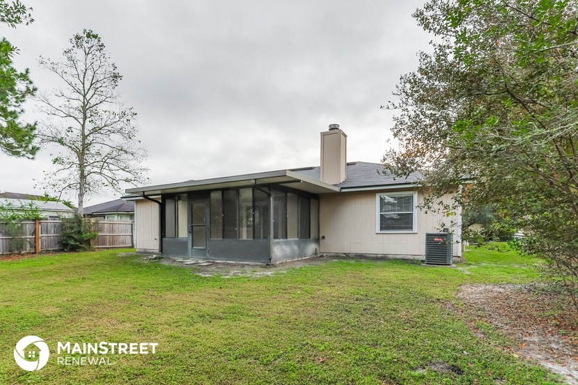the exterior of a house with a yard and trees