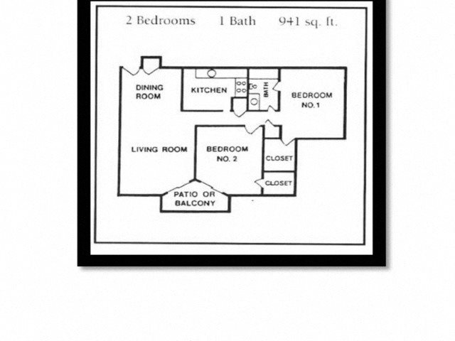 2 Bedroom 1 Bathroom Floor Plan