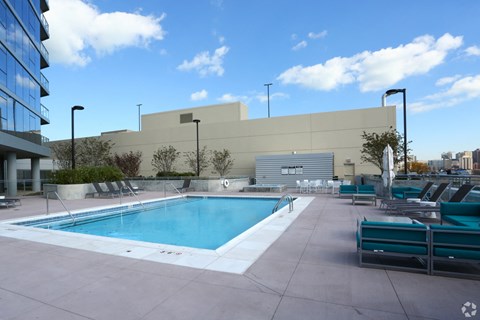 the pool on the rooftop of the ace hotel