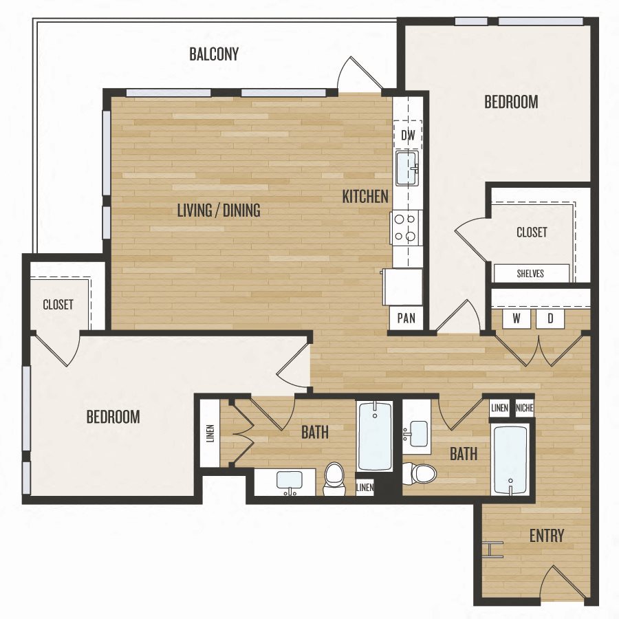 Aura Burnside Apartments D2 Floor Plan