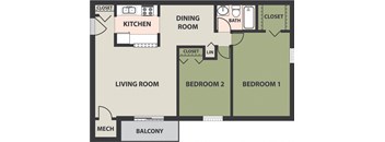 2-Bedroom, 1-Bath