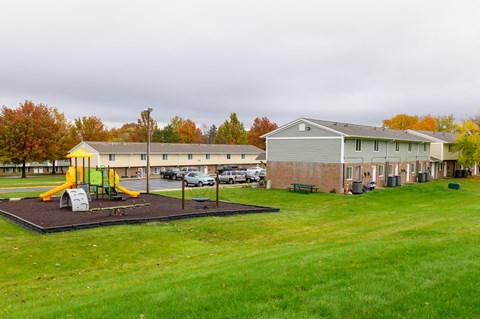 the view of our apartments from our yard