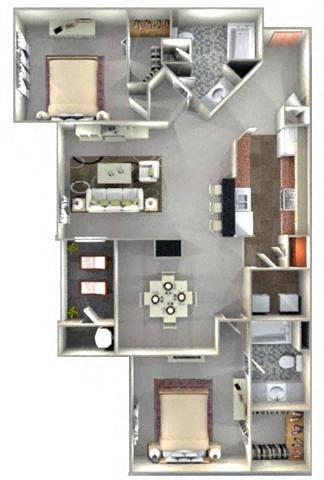 1177 Square-Foot GALLERIA Floor Plan at Crestmont at Thornblade, Greenville, SC
