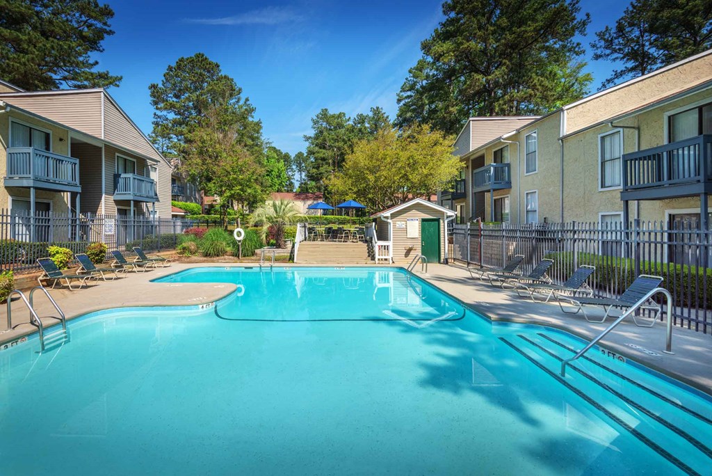 our apartments have a resort style pool and patio
