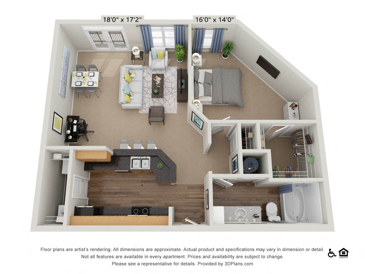 B10 1 Bed 1 Bath Floor Plan