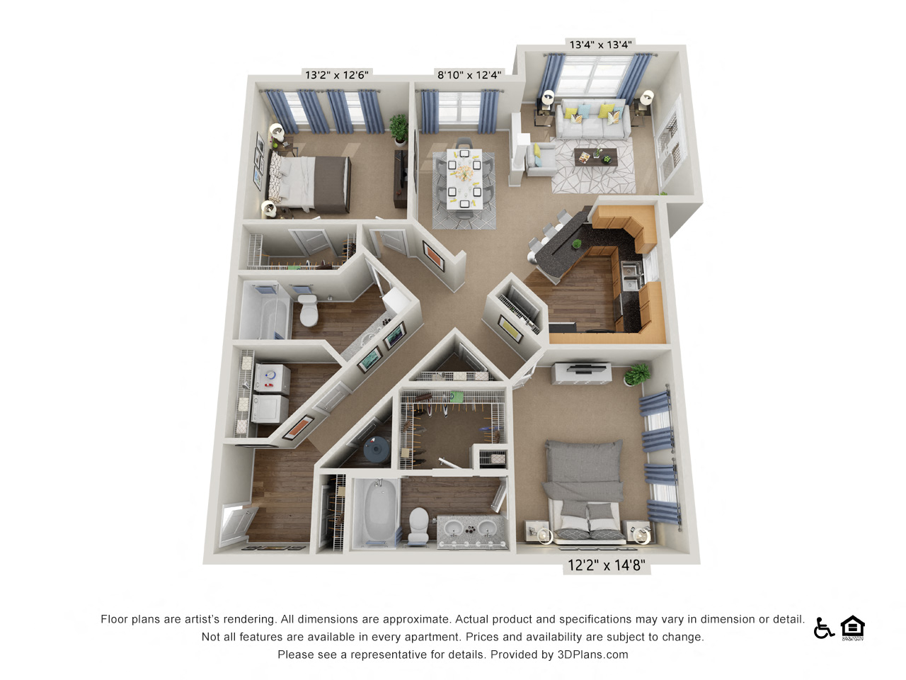 E4 2 Bed 2 Bath Floor Plan