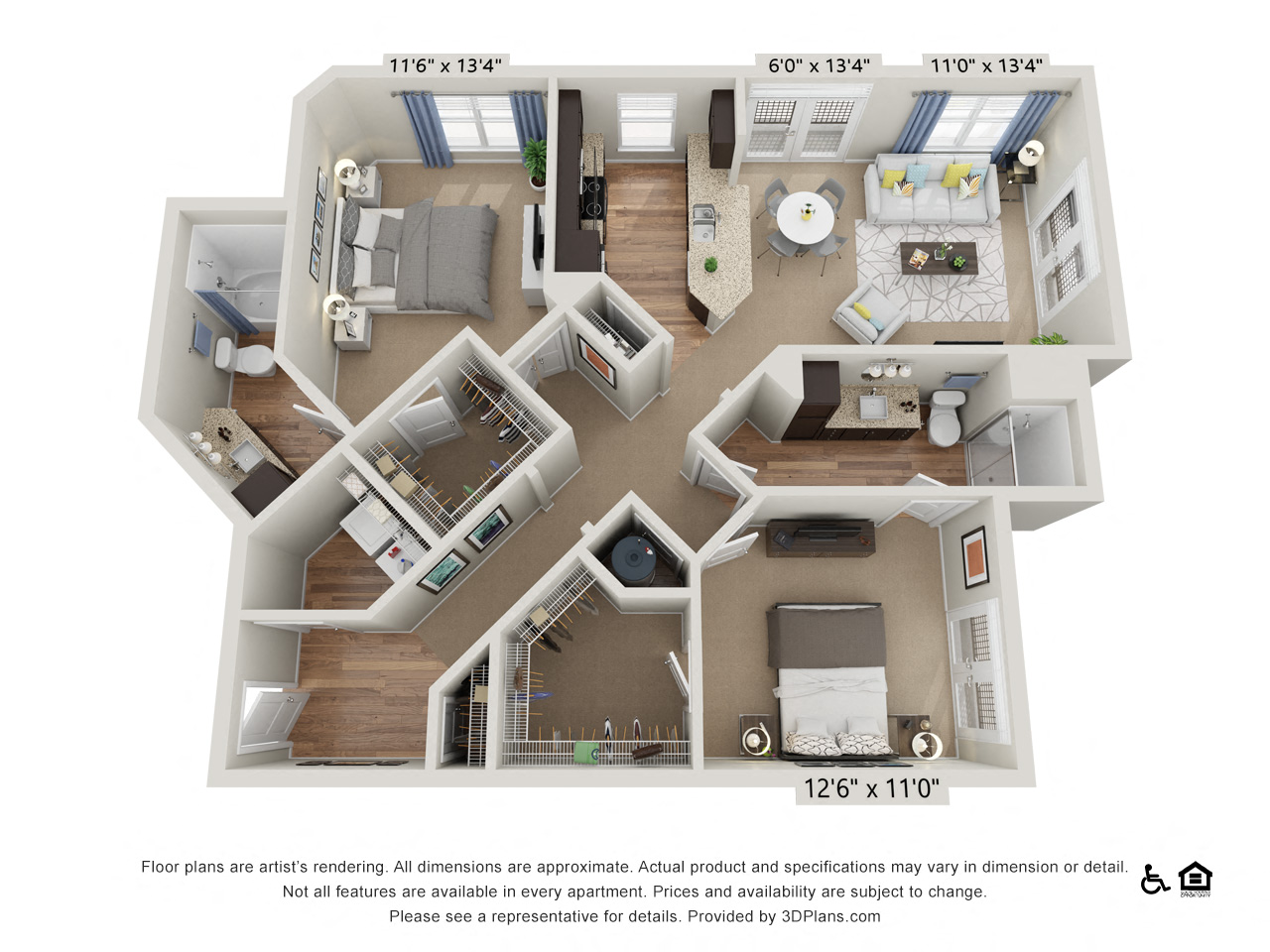 E6 2 Bed 2 Bath Floor Plan