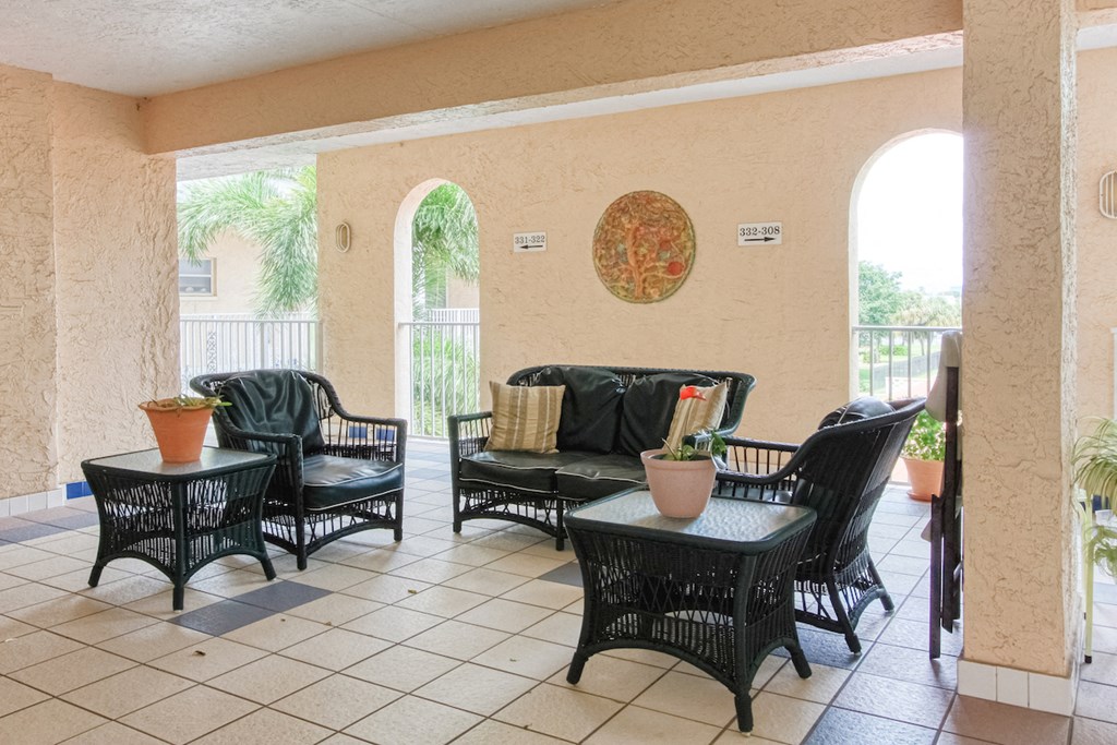 open air patio with comfortable seating