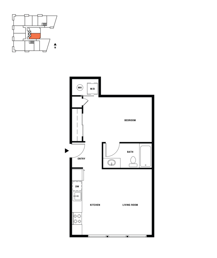 Studio B, 1 ba, 541 sq. ft.
