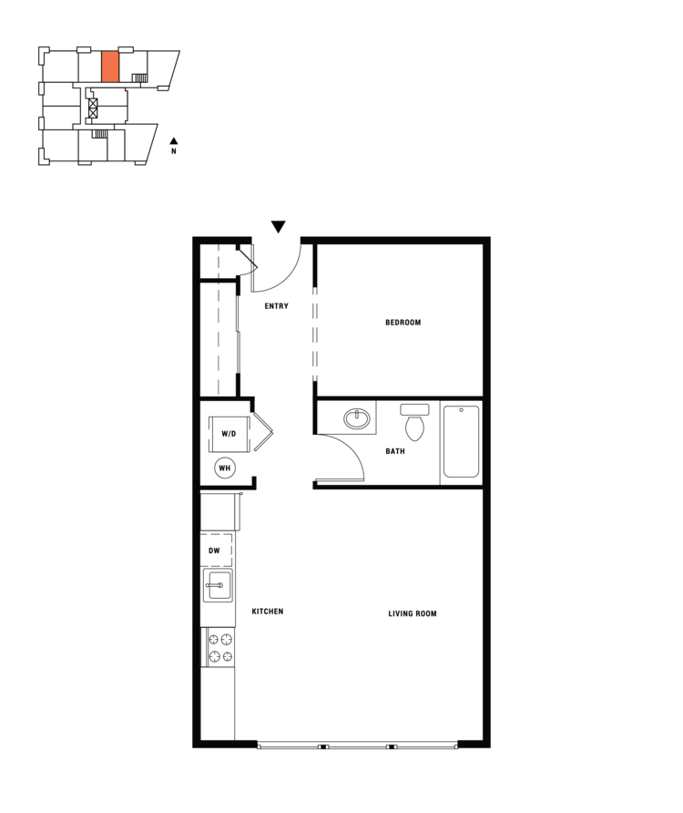 Studio C, 1 ba, 549 sq. ft.