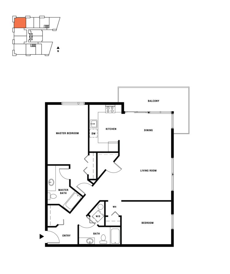 2 br, 2 ba, 1115 sq. ft.