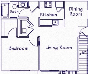 Homes at Foxfield 1 Bedroom, 1 Bathroom Floor Plan Homes at Foxfield 1 Bedroom, 1 Bathroom Floor Plan