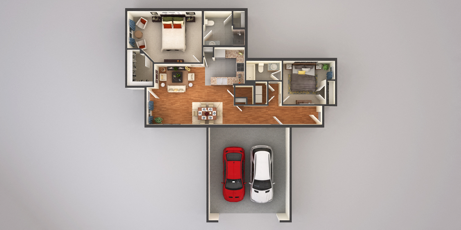 two bedroom two bathroom floor plan