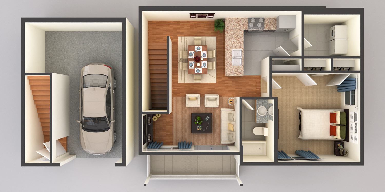 three bedroom two bathroom floor plan
