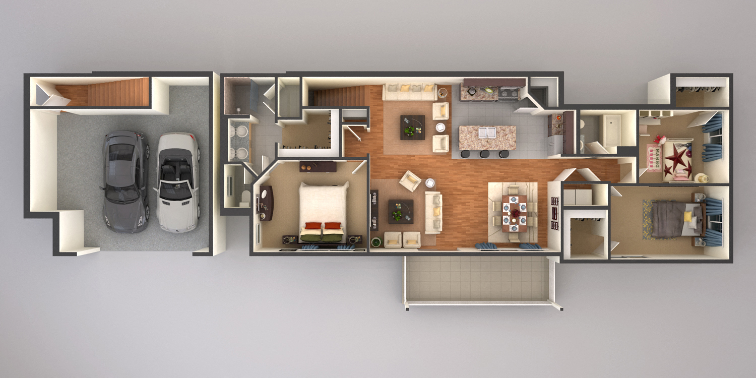 three bedroom two bathroom floor plan