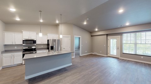 kitchen and living room